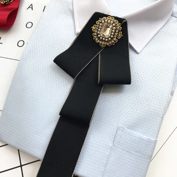 Moda coreeană Bowknot Brosa Perla de Cristal Pânză de Artă Britanic Tricou Broșe Guler Ace pentru Bărbați și Femei Bijuterii Accesorii