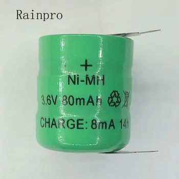 Rainpro 1BUC/LOT 3.6 V 80mAh NI-MH, Ni-MH Baterii Cu Ace Reîncărcabilă Baterie Buton pentru Ceas de memorie gazon lampa