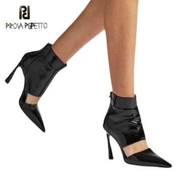 Noi Subliniat Super Toc Înalt Pantofi pentru Femei Baotou Gol Sandale din Piele de Vacă din Piele de Brevet Toc Stiletto cu Fermoar Sandale de Moda