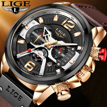 LIGE Nouă Bărbați Ceasuri de Top de Brand de Lux din Piele, Cronograf Ceas Sport Pentru Barbati Moda Prezent Ceas rezistent la apa Relogio Masculino