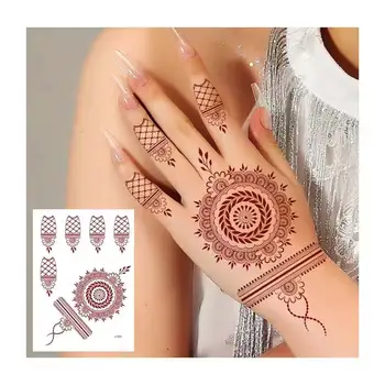 Tatuaje temporare pentru Femei Roșu-brun Autocolante Tatuaj Henna Mandala Mehndi Autocolante pentru Mâna de Corp Femei Protecție Tatuaj Fals