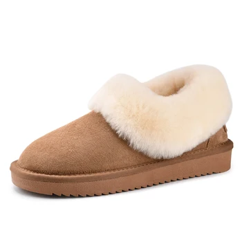 2023 Nou Blana Naturala pentru Femei Pantofi Non-alunecare de piele de Oaie de Iarna Cizme Glezna Slip-on Cizme Cald Gros de Lână Naturală Doamnelor Cizme de Zapada
