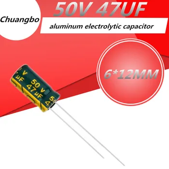 50pcs/lot Higt calitate 50V47UF 50V 47UF 6*12MM low ESR/impedanță înaltă frecvență de aluminiu electrolitic condensator