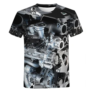 Noul Motor de Masina 3D Imprimate T-shirt Barbati Femei 2021 Moda Casual Maneca Scurta Unisex Hip Hop Stil Harajuku Supradimensionat Tricou