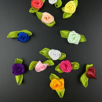 100BUC/Lot Mini Handmade din Satin Rose Panglică Rozete Tesatura Flori Arc Aplici pentru Decor Nunta Ambarcațiuni Accesorii de Cusut
