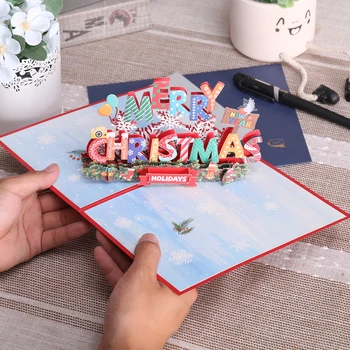 Crăciun fericit Card de Crăciun 3D Pop-Up Felicitari Cadouri pentru Vacanța de Iarnă de Anul Nou