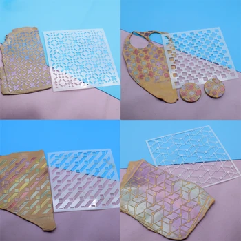 8pcs PVC Transfer Șablon pentru Lut Polimeric Grava Textura Bijuterii DIY Meșteșug Geometrie Model de Ecran Sabloane pentru Pictura