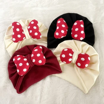 Disney Minnie Mickey Mouse Capac Fetita Beanie Puncte Print Bowknot Elastic Moale Turban Pălărie Headwrap Accesorii