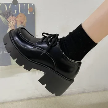Uniforma Pantofi Mici Pantofi De Piele De Sex Feminin Britanic Fată Japoneză Negru Salbatic Retro Mary Jane Pantofi Lolita Pantofi Platforma Low-Hee