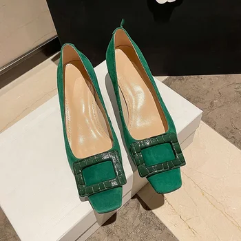 2022 Moda Verde Natural de piele de Căprioară Pantofi pentru Femei cele mai Noi Vara Toamna din Piele Tocuri inalte Pompe de Petrecere Dres Pantofi de Femeie