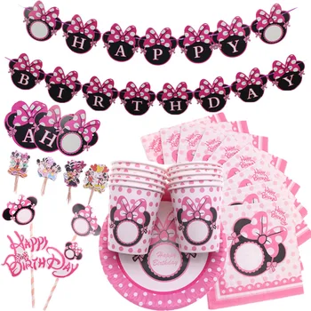 Disney Minnie Mouse Temă Petrecere De Aniversare Consumabile Cupa Placa De Copii Fata De La Petrecerea De Ziua Decor Baloane Tacamuri De Unica Folosinta Set