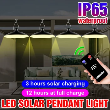 LED Lampă Solară în aer liber, Solar, Bec Lumini Pandantiv rezistent la apa IP65 LED Lustre LED 5V Lampa Iluminat Exterior Pentru Gradina Balcon