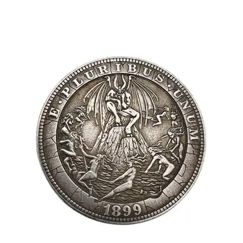 Morgan Rătăcire Monedă 1899 Demon Jurul Farfurie De Argint În Monede Comemorative Decor Acasă Meserii Colecta Monede