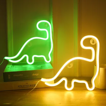 Interior Neon Decor de Perete de Lumină Baterie/USB Alimentat Dinozaur Led Neon Mici Lumini de Noapte