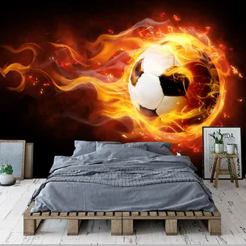 Personalizate 3D Poster de Perete Pictura Creative Fotbal Foto Flacără Murală Tapet Pentru Camera Copii Camera de zi de Decorare Dormitor Hârtie