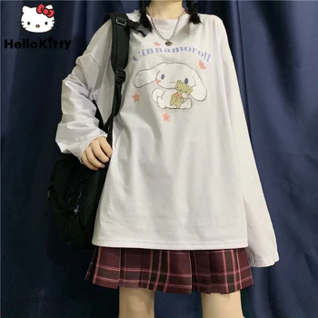 Sanrio Cinnamoroll Haine Cu Maneca Lunga Japonia Stil Harajuku Topuri Femeile de sex Feminin Tricouri Tricouri Y2k Primăvară Jos Pierde T-shirt
