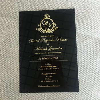 2019 elegante personaliza tăiat cu laser negru acrilic card invitatie de nunta de design de carte, cu diferite culori de imprimare