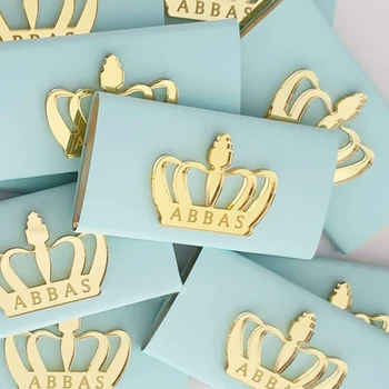 30pcs Personalizate Oglindă Acrilică Coroană Nume de Copil Printesa Botez Petrecere de Ziua Batoane de Ciocolata Aranjamente Decor Favoruri