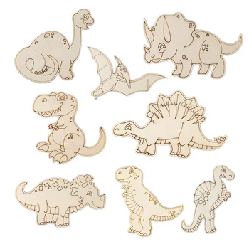 10buc Creative DIY din Lemn Dinozaur Meserii DIY Pictura Ornamente din Lemn Pentru Copii Dinozaur Decor Petrecere Copii Cadou de Ziua