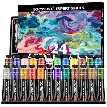 Locsyuve Vopsea pe bază de Acril Set 12/24 Culoare Pictura Consumabile pentru Panza, Lemn, Ceramică, Țesături Vopsele Acrilice pentru Incepatori Artiști