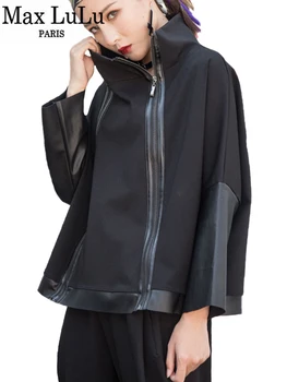 Max LuLu Toamna De Moda Coreeană Doamnelor Stil Punk Streetwear Femei Negru Din Piele Mozaic Jacheta Cu Fermoar Guler Vintage Strat