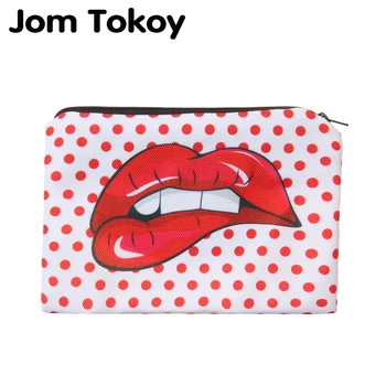 Jom Tokyo Roșu de buze de Imprimare 3D femei cosmetice pungi neceser sac de machiaj bolsos mujer de marca famosa este necesar borsetă