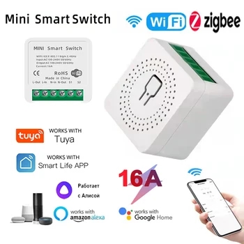 Mini Wifi Smart Switch Zigbee DIY Întrerupătoarele de Lumină 10A 16A 2 Modul de Control Acasă Inteligent cu Tuya de Viață Inteligentă Alexa Alice de Start Google