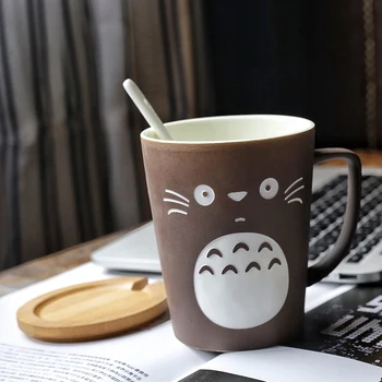 350/520ml Desene animate Vecinul Meu Totoro Cana Ceramica mic Dejun Cafea cu Lapte Cupa Cu Capac Lingura de Cana de Birou Acasă Cană de Copii Cadou