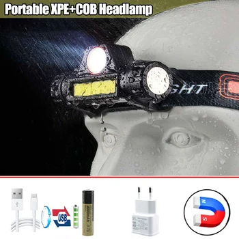 Portabil Mini XPE Cob LED Far USB Reîncărcabilă Drumeții Biciclete Faruri Sursă de Lumină de Pescuit în aer liber de Iluminat Flashligts