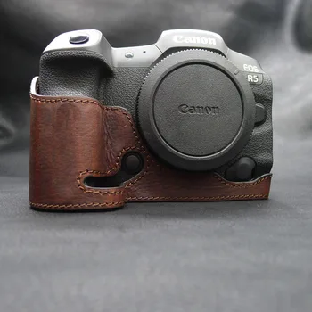 Piele naturala EOS R5 R6 Camera de Caz Geanta handmade piele de Vacă Jumătate de Corp pentru Canon EOS R5 R6