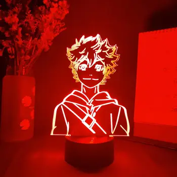 Anime Haikyuu Cifre Shoyo Hinata Nishinoya Yuu Kei Tsukishima Bokuto Ushijima wakatoshi 3D LED Lampă de Noapte de Culoare Schimbare Lampa