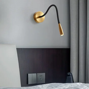 Nordic Cupru LED Lampă de Perete Lumini de Noapte 350°Rotație Interioare Dormitor, Living, Scari Tranșee de Perete Noptiera de Iluminat AC86-265