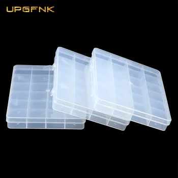 UPGFNK 24 Grilă Compartimentul de ambalaje din Plastic Cutie de Depozitare transparente Instrument Caz Ambarcațiuni Organizator de Bijuterii Cercei Margele Container