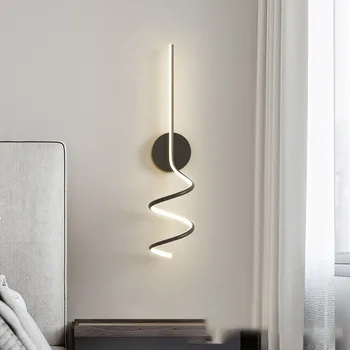 Minimalist Formă de Spirală LED Lampă de Perete Alb Negru Aluminiu Calde Pentru Dormitor, Salon Culoar Acasă Sconces Montare pe Suprafață