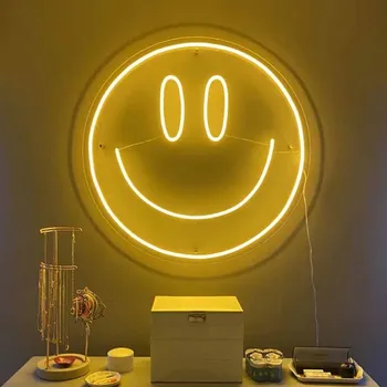 Led Estetice Smiley Drăguț Neon Flex Semn De Lumina Pentru Acasă Room Decor De Perete Kawail Anime Dormitor Decor Mural Iluminat Exterior
