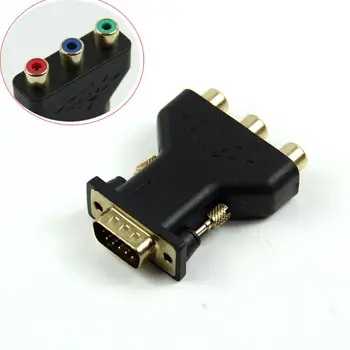 15 Pin VGA de sex Masculin la 3 RCA Feminin M/F Noul Negru Adaptor de Conector Converter