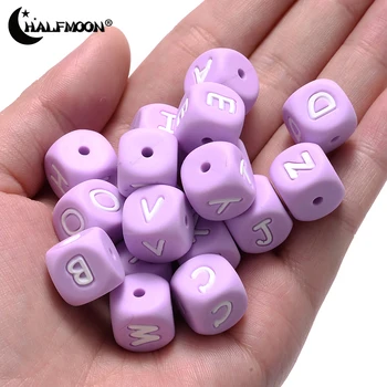 10buc Silicon Litere Beads12mm Lumina Violet engleză-O-Z Alfabet Copilul Teether Pentru Numele Personalizate Suzeta Lant Clip Jucarii