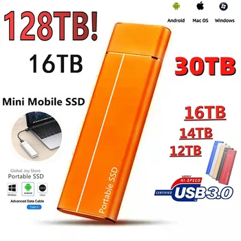 100% Original, de Mare viteză 16TB 8TB SSD 4TB 2TB 500GB Extern Portabil Solid state Drive Hard USB3.0 Interfață Hard Disk Mobil
