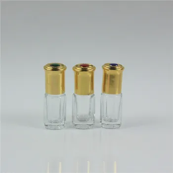 3ml 6ml 12ml Octogonal Sticlă Groasă Rola Pe Ulei Esențial Goale de Parfum Sticla Cu Capac de Aur en-Gros