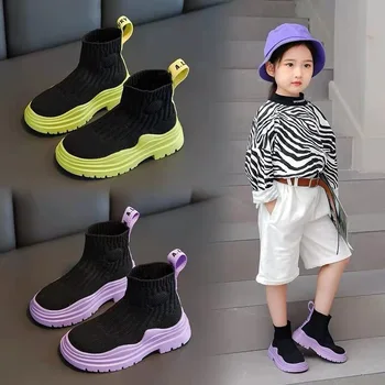 Dimensiunea 26-37 Copiii Net de Pantofi Fete Baieti Nouă Primăvară de Toamnă Șosete Pantofi Adidași de Moda Casual, Pantofi pentru Copii Pantofi Sport