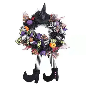 Halloween Coroană de flori Agățat Ușă Decor Halloween Vrăjitoare Pălărie Picior de Dovleac Ușa Cununa DIY Partid Decor Acasă Consumabile
