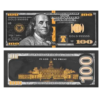 Negru Folie de Aur în valoare de 100 USD Monedă Comemorativă Dolarul American Bill Bani Falși Lume Bancnote Cadou Suvenir de Colectie